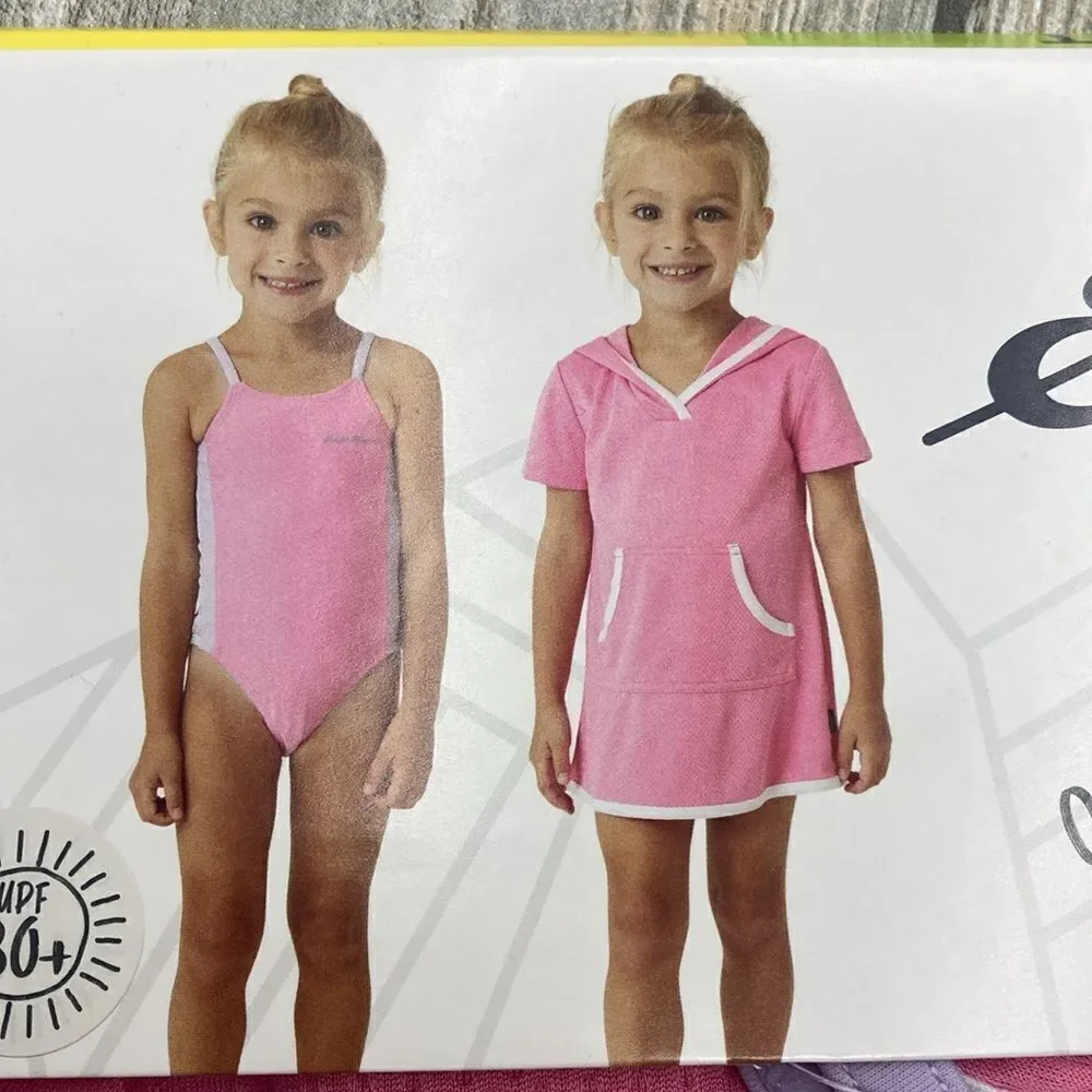 Girls One Piece Bathing Swimsuit and Coverup Swim 2-Piece Set Size 5